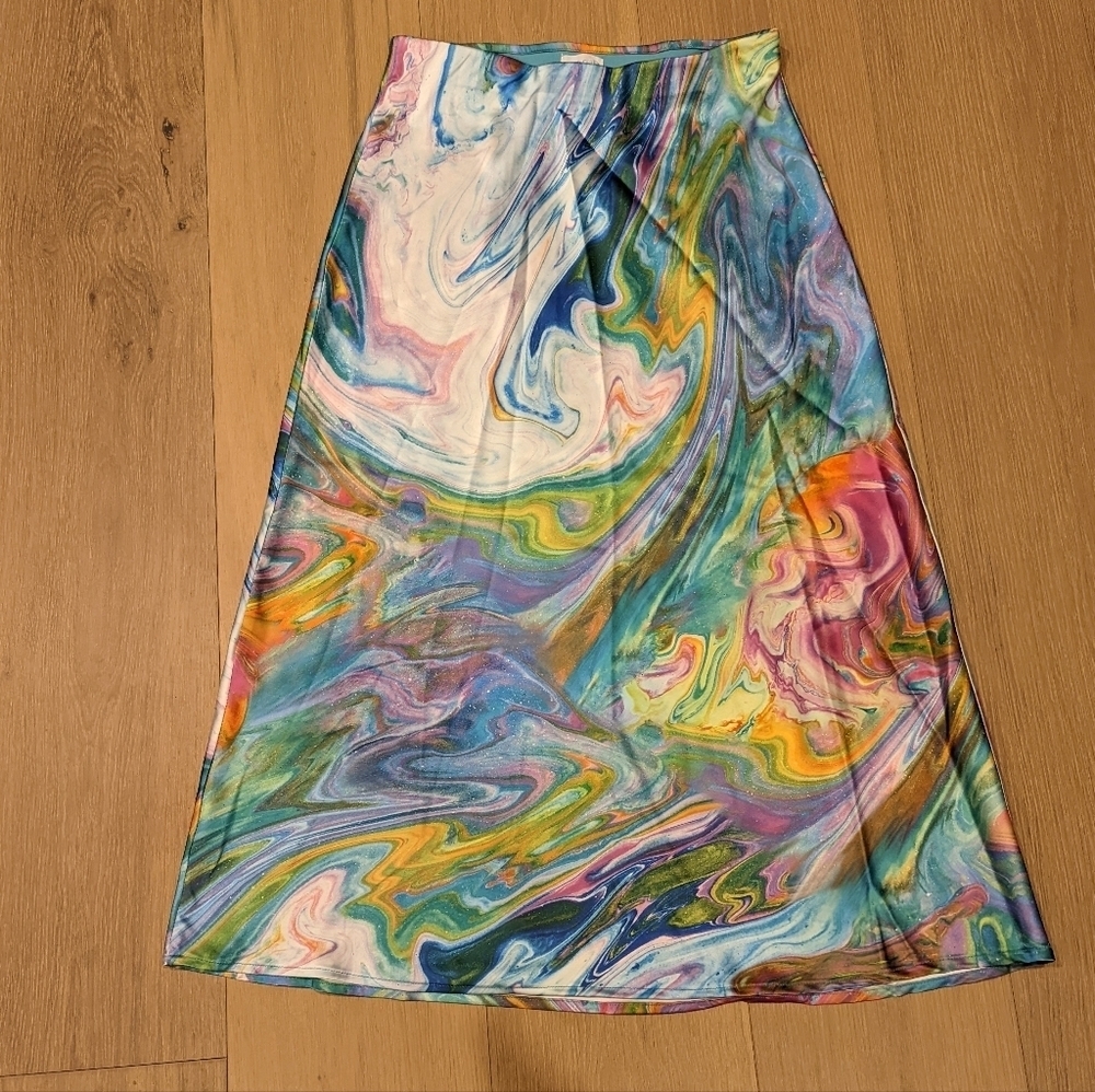 Colorful Abstract Silky Women's Midi Skirt